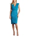 Tadashi Shoji Newell Embroidered Blouson Dress In Blue