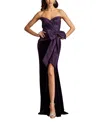 Tadashi Shoji Strapless Taffeta & Velvet Bow Gown In Purple