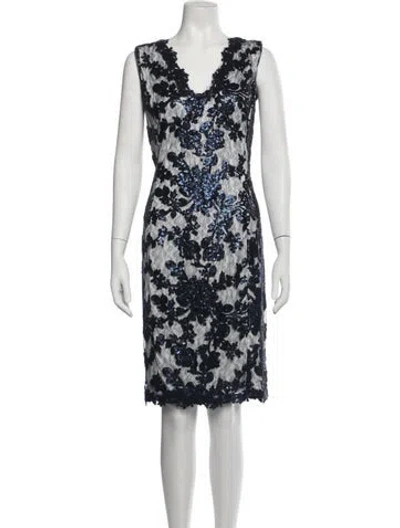 Pre-owned Tadashi Shoji Nylon Knee-length Dress In Blue/white