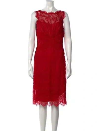Pre-owned Tadashi Shoji Nylon Knee-length Dress In Red