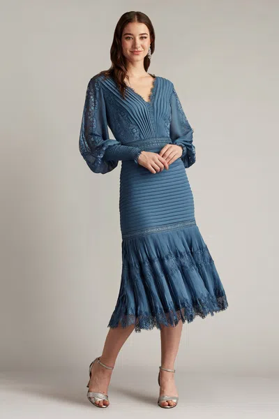Tadashi Shoji Nyssa Bishop Sleeve Dress In Blue