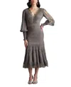 Tadashi Shoji Nyssa Bishop Sleeve Dress In Grey