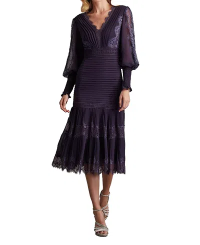 Tadashi Shoji Nyssa Bishop Sleeve Dress In Purple