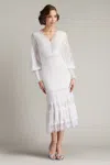 Tadashi Shoji Nyssa Bishop Sleeve Dress In White