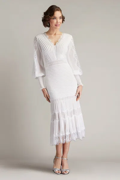Tadashi Shoji Nyssa Bishop Sleeve Dress In White