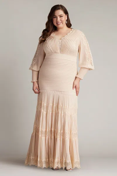 Tadashi Shoji Nyssa Bishop Sleeve Gown In Neutral