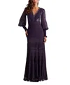 Tadashi Shoji Nyssa Bishop Sleeve Gown In Purple