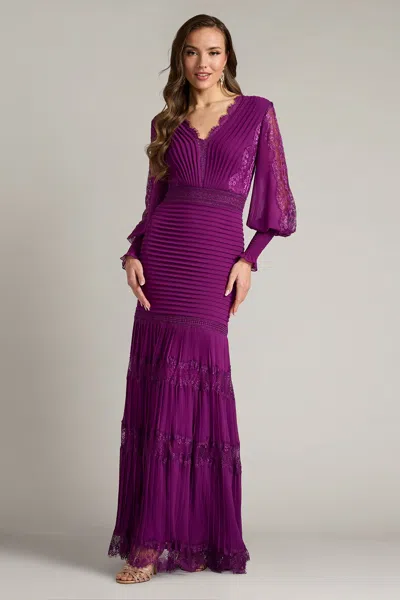Tadashi Shoji Nyssa Bishop Sleeve Gown In Purple