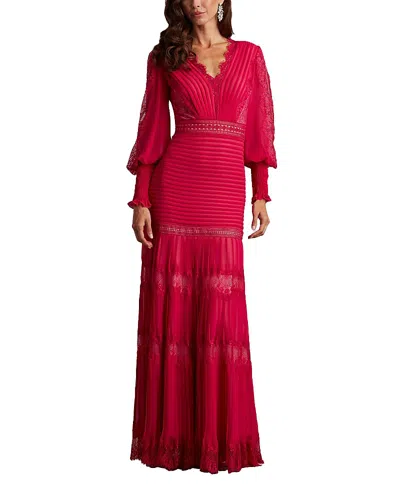 Tadashi Shoji Nyssa Bishop Sleeve Gown In Red