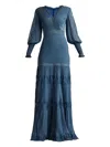 Tadashi Shoji Nyssa Bishop Sleeve Gown-slate In Blue