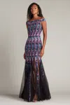 Tadashi Shoji Weston Floral Ribbon And Tulle Gown In Multi