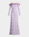 Tadashi Shoji Off-shoulder Illusion Floral Lace Gown