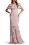 TADASHI SHOJI OFF THE SHOULDER CORDED LACE GOWN