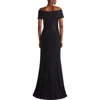 Tadashi Shoji Off The Shoulder Corset Bodice Gown In Black