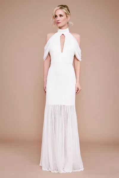 Tadashi Shoji Official Online Boutique Alcott Cold-shoulder Corded Lace Gown In White