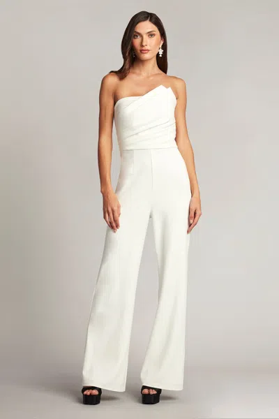 Tadashi Shoji Official Online Boutique Allen Draped Crepe Jumpsuit In Ivory