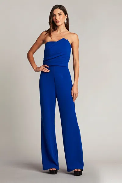 Tadashi Shoji Official Online Boutique Allen Draped Crepe Jumpsuit In Mystic  Blue