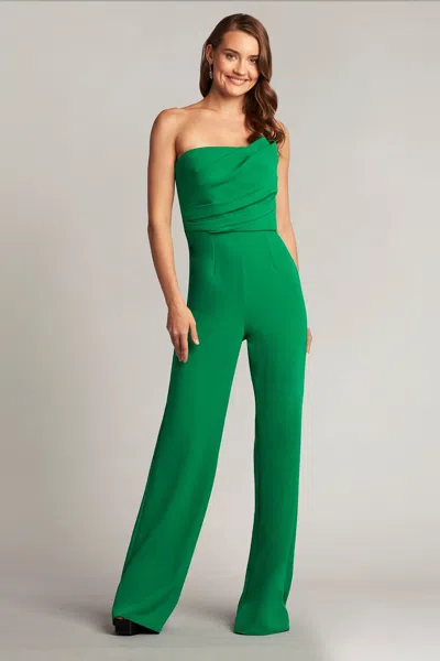 Tadashi Shoji Official Online Boutique Allen Draped Crepe Jumpsuit In Pine
