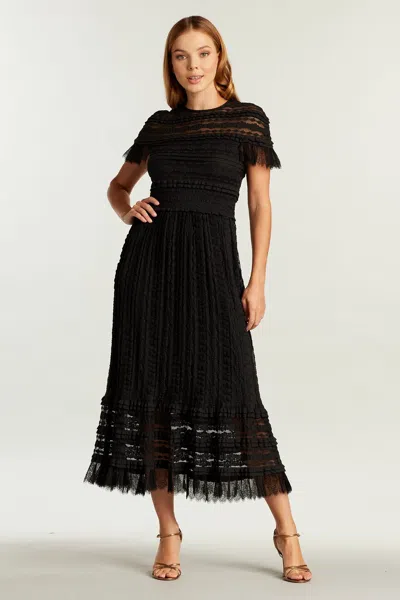 Tadashi Shoji Official Online Boutique Anji Ruffle-knit Midi Dress In Black