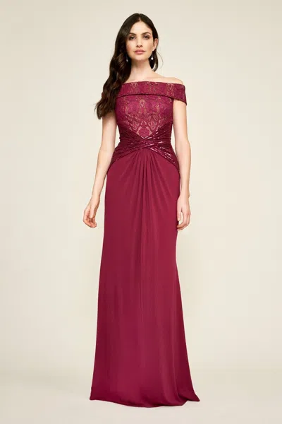 Tadashi Shoji Official Online Boutique Aurelia Jersey Gown In Red