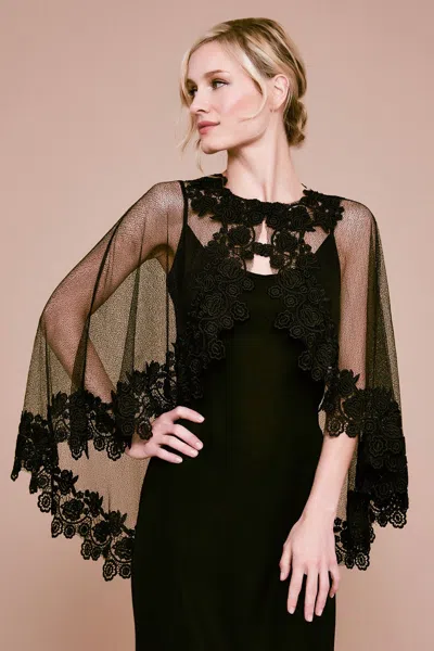 Tadashi Shoji Official Online Boutique Berio Lace & Mesh Capelet In Black