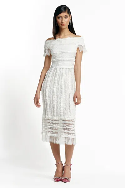 Tadashi Shoji Official Online Boutique Bette Stretch Knit Midi Dress In White