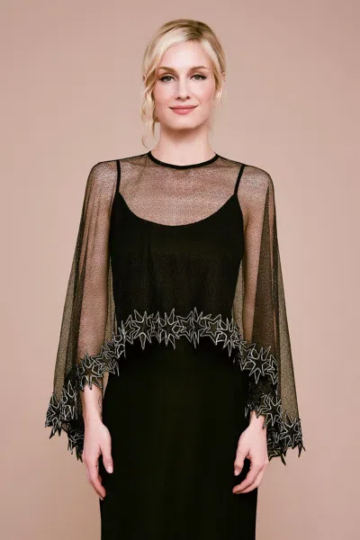 Tadashi Shoji Official Online Boutique Bizet Lace & Mesh Capelet In Black