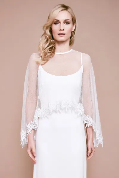 Tadashi Shoji Official Online Boutique Bizet Lace & Mesh Capelet In White