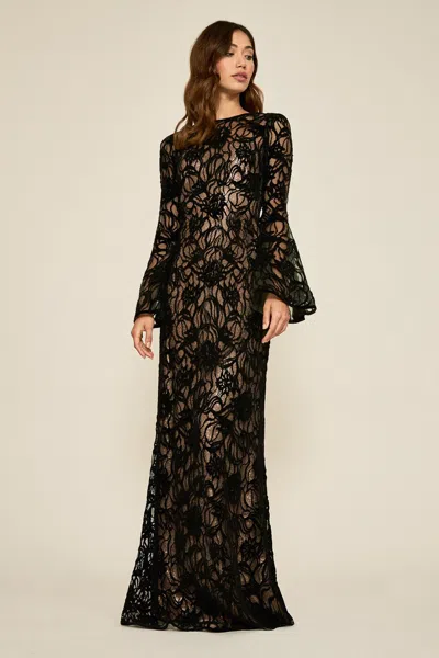 Tadashi Shoji Official Online Boutique Calix Sequin Lace-over Gown In Black