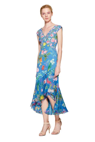 Tadashi Shoji Official Online Boutique Clara High-low Dress In Blue