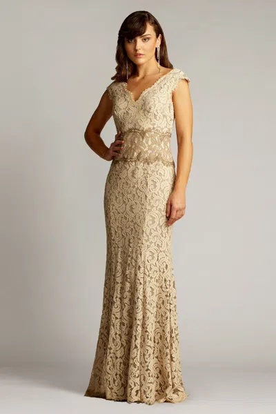 Tadashi Shoji Official Online Boutique Contrast Lace Waist Gown