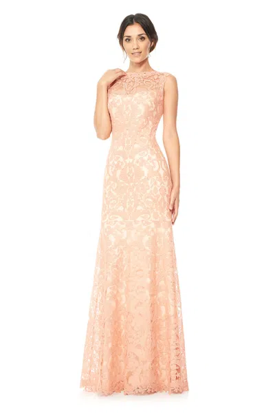 Tadashi Shoji Official Online Boutique Corded Embroidery On Tulle Boatneck Gown In Multi