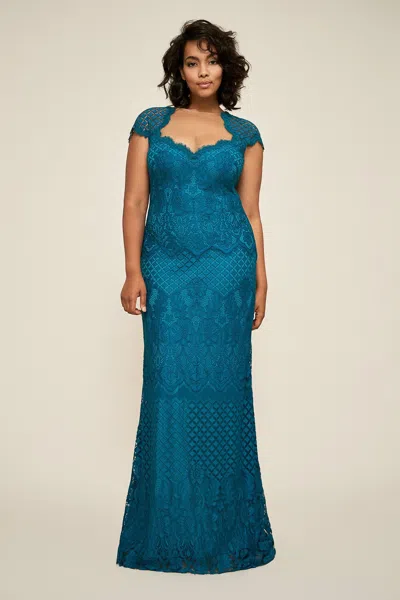 Tadashi Shoji Official Online Boutique Cosette Lace Gown In Blue
