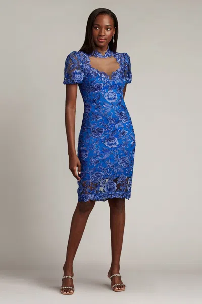 Tadashi Shoji Official Online Boutique Daniela Embroidered Illusion Dress In Lagoon