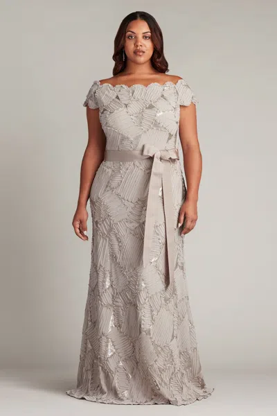 Tadashi Shoji Official Online Boutique Demie Embroidered Mini Paillette Gown In Black