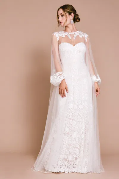 Tadashi Shoji Official Online Boutique Elsa Ivory Sheer Over Coat In White
