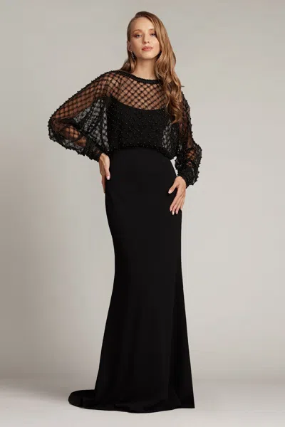 Tadashi Shoji Official Online Boutique Esa Pearl-dotted Dolman Sleeve Gown In Black