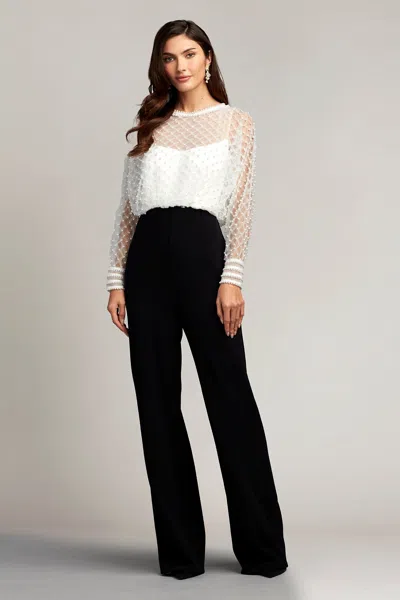 Tadashi Shoji Official Online Boutique Esa Pearl-dotted Dolman Sleeve Jumpsuit In Ivory/black