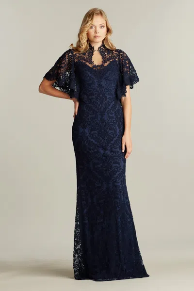 Tadashi Shoji Official Online Boutique Feeley Butterfly Sleeve Gown In Royal Navy