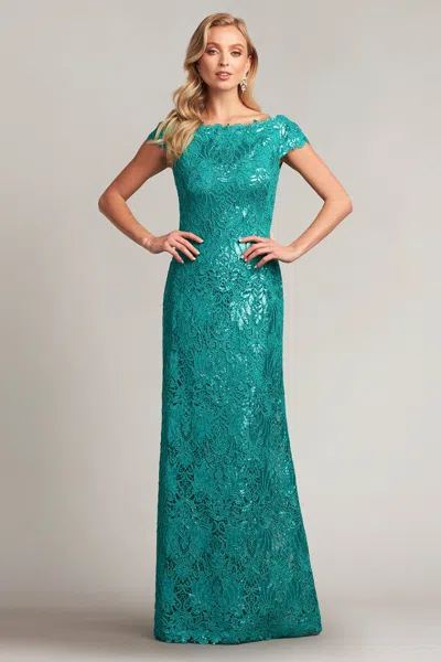 Tadashi Shoji Official Online Boutique Fisher Sequin Embroidered Gown In Caribbean