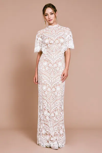 Tadashi Shoji Official Online Boutique Glinda High Neck Gown In Nude