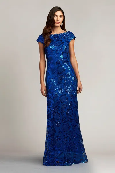 Tadashi Shoji Official Online Boutique Hynds Sequin Embroidered Gown In Mystic Blue