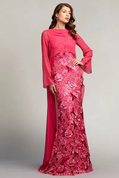 Tadashi Shoji Official Online Boutique Kosta Embroidered Chiffon Overlay Gown In Blossom