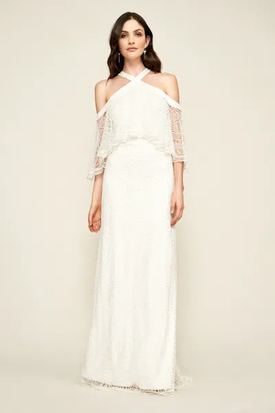 Tadashi Shoji Official Online Boutique Laboe Halter Neck Gown In Animal Print