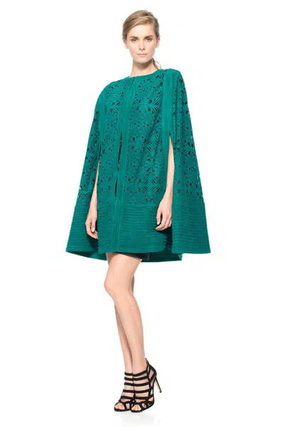 Tadashi Shoji Official Online Boutique Laser-cut Micro Suede Cape In Blue