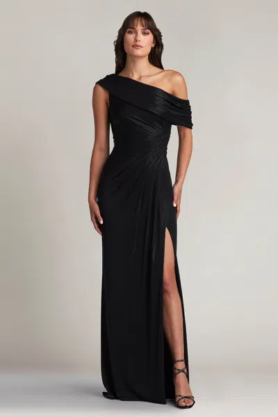 Tadashi Shoji Official Online Boutique Leary Draped One-shoulder Gown In Black