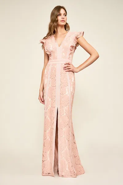 Tadashi Shoji Official Online Boutique Lexi Corded Lace Gown In Brown