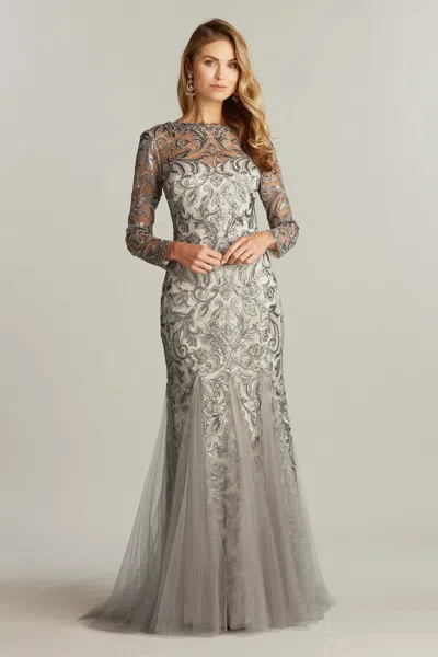 Tadashi Shoji Official Online Boutique Lippold Sequin-embroidered Tulle Gown In Steel