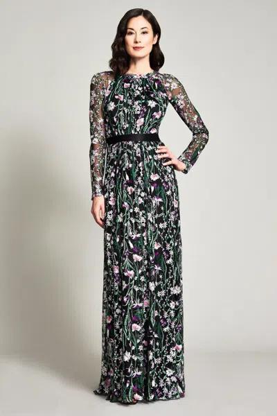 Tadashi Shoji Official Online Boutique Maiya Embroidered Floral Gown In Black