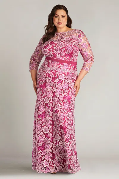 Tadashi Shoji Official Online Boutique Marcel Embroidered Illusion Gown In Water Lily